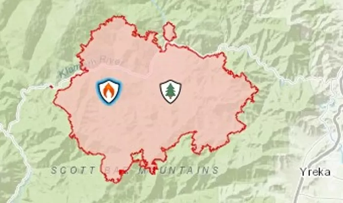 Map of McKinney fire