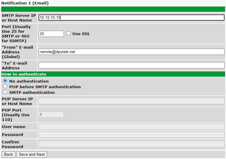 email authentication menu