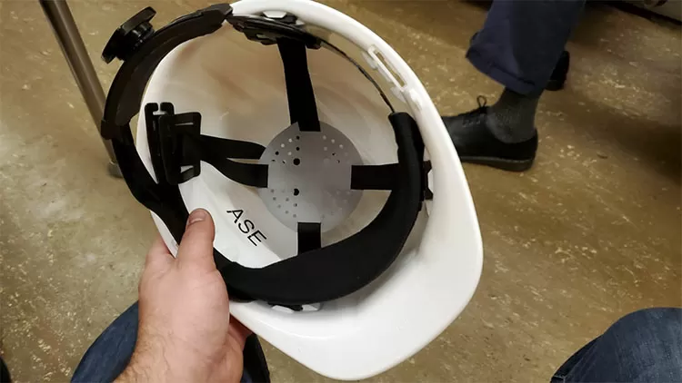 Hard hat during track safety class