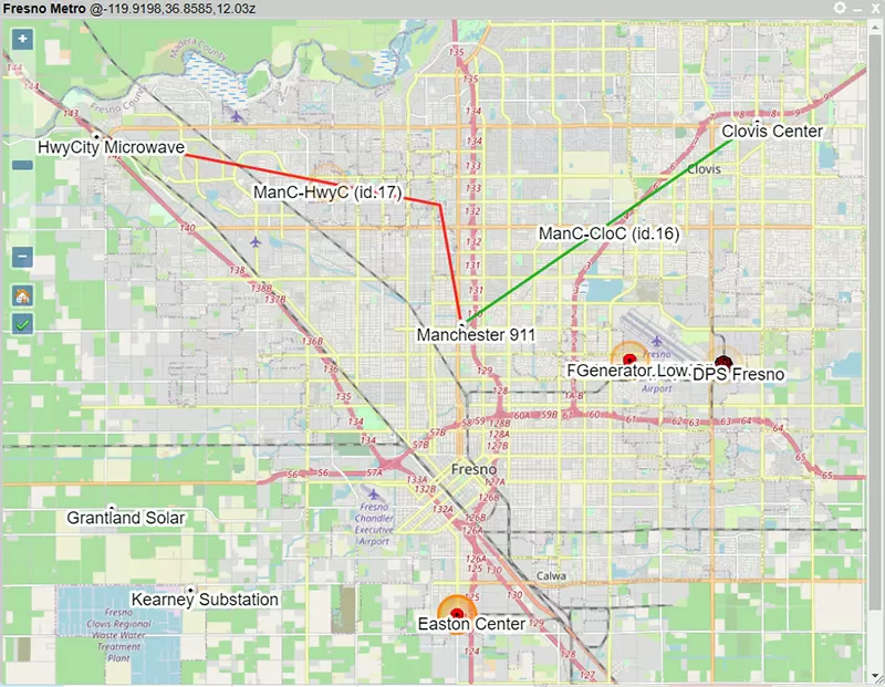 GIS map in the T/Mon web interface