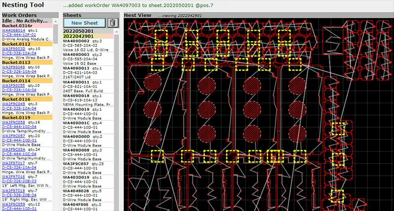 Metal parts digitally nested for the water jet