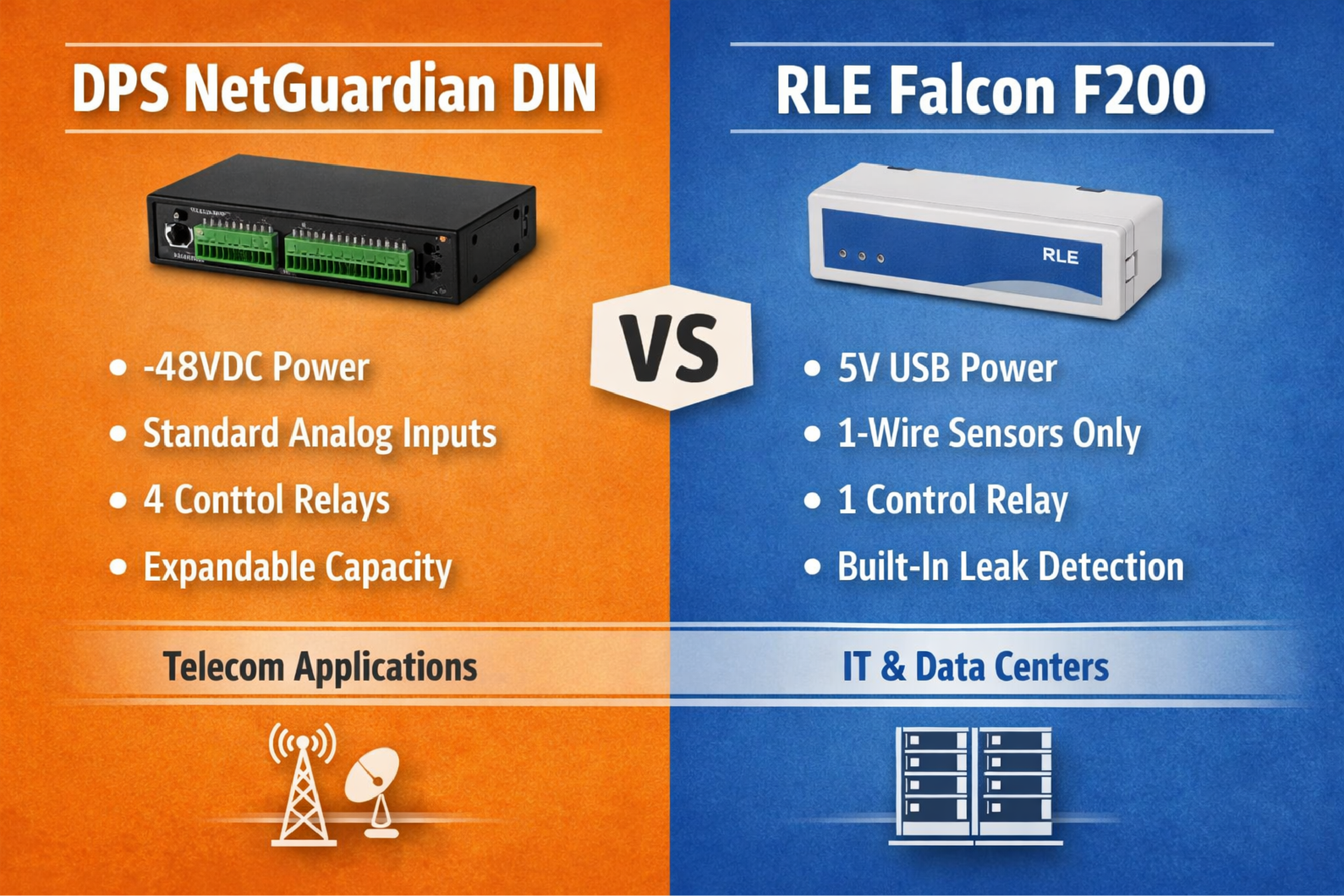 NetGuardian DIN vs RLE Technologies Falcon F200