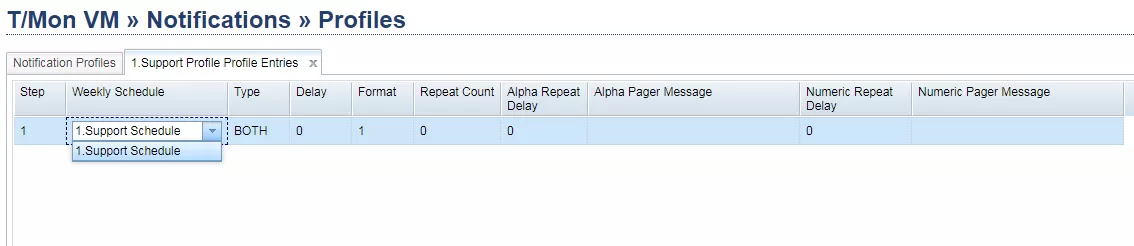Profile schedule on T/Mon