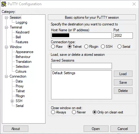 PuTTY Telnet