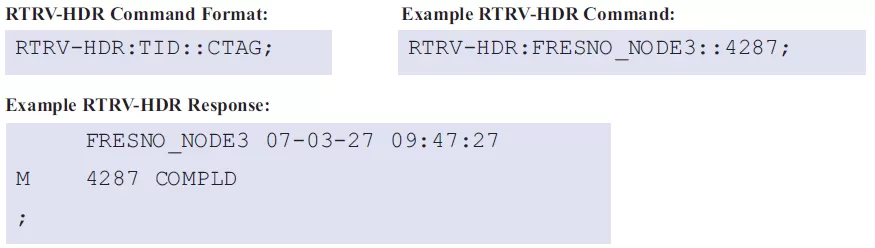 TL1 RTRV-HDR message
