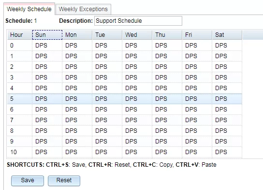 Schedule on T/Mon