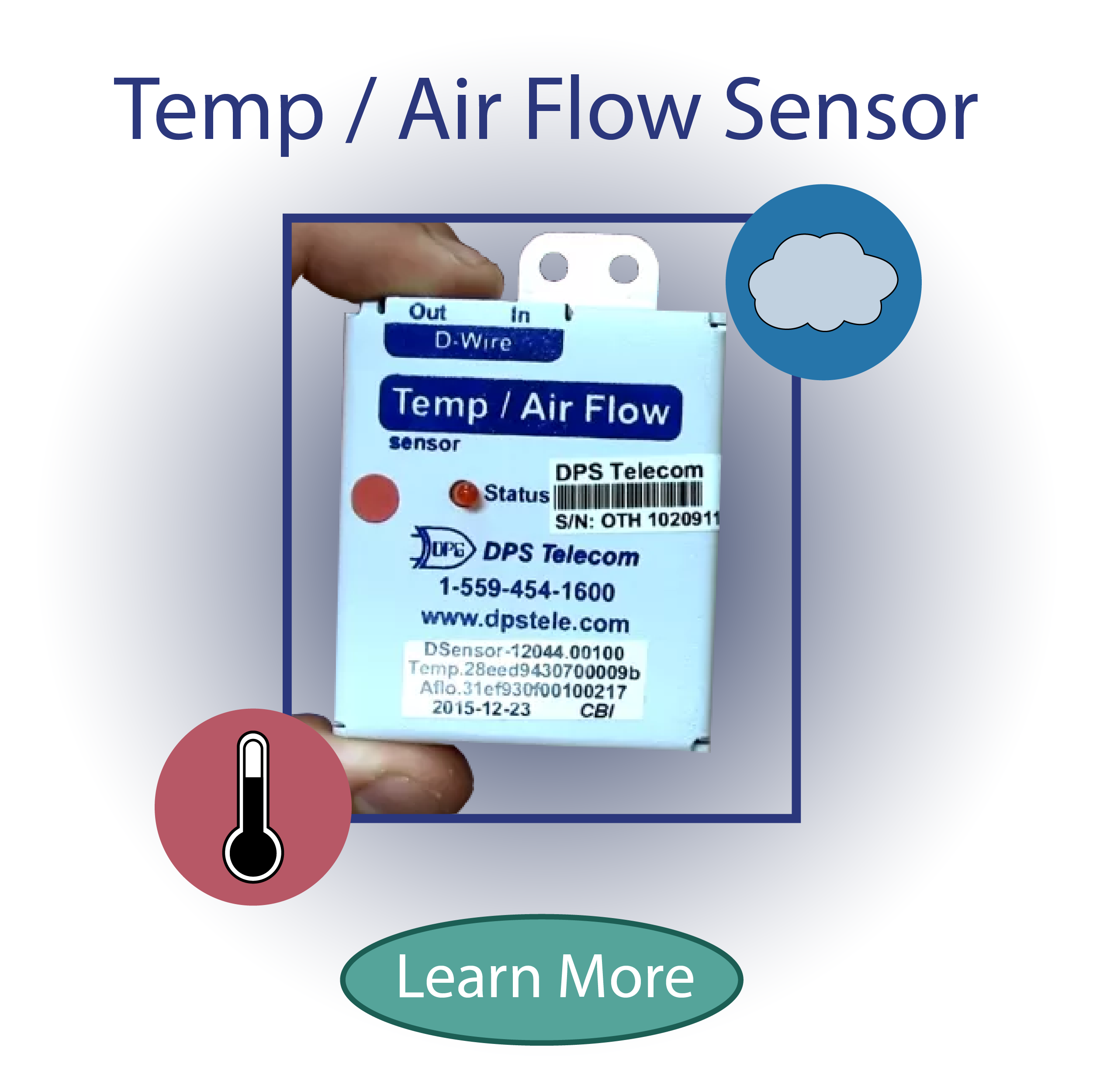 Temperature and air flow sensor