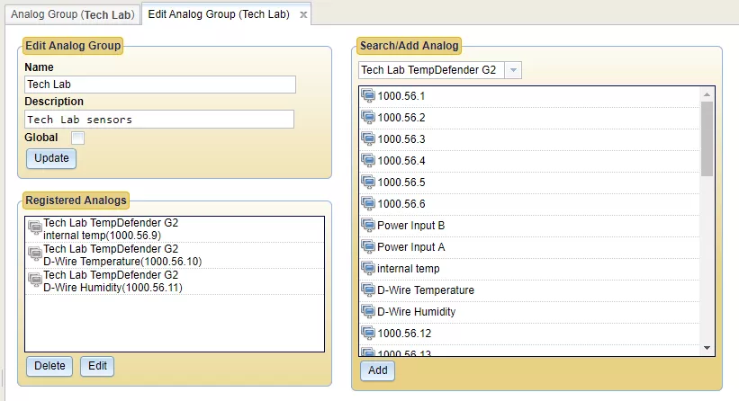 T/Mon Analog Groups Configure Device