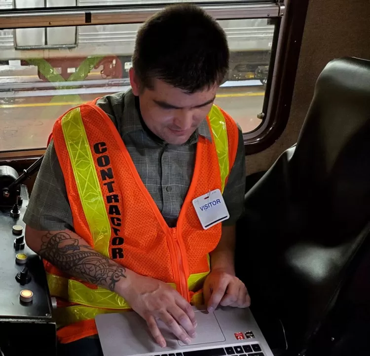 Contractor visiting a rail agency to test the RFL prototype