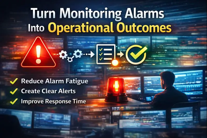 Turn monitoring alarms into operational outcomes: reduce alarm fatigue, create clear alerts, and improve response time.