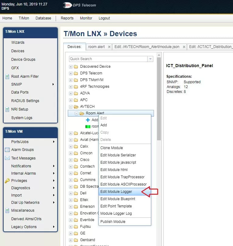 T/Mon master station screen