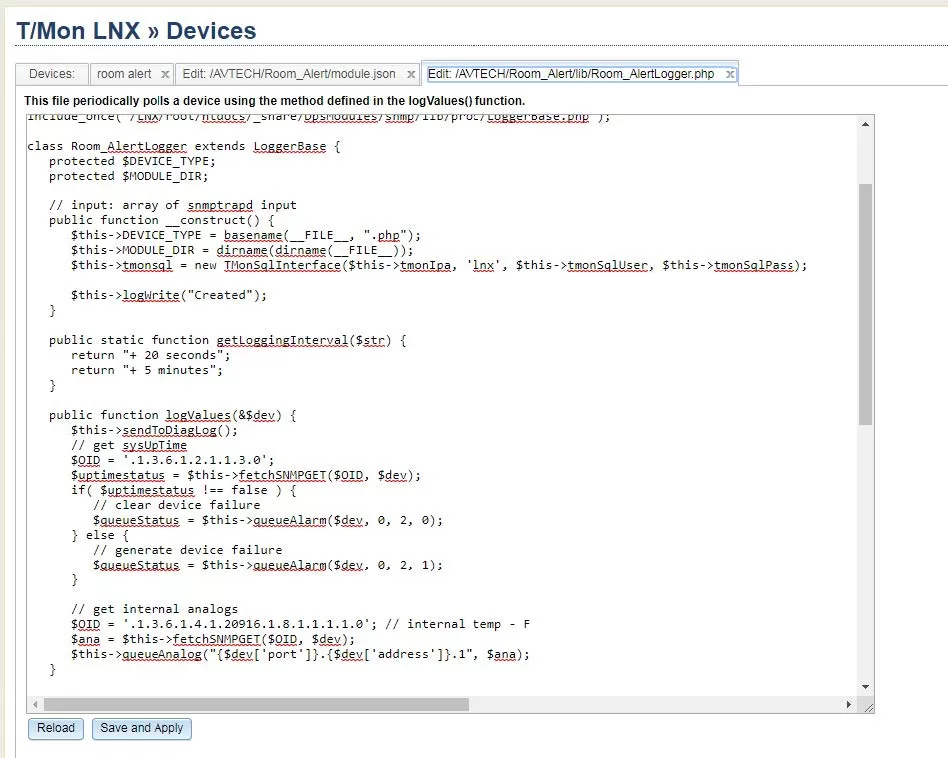 T/Mon master station screen