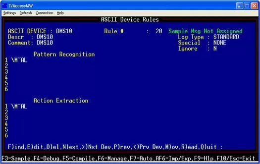 Setup Rule for allowing all information that is seen by the T/Mon to be processed and recorded to a log file