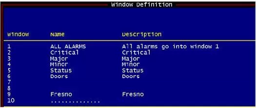 Go to Window Definition Screen
