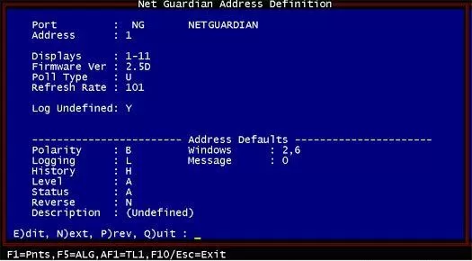 Fill out NetGuardian Definition screen