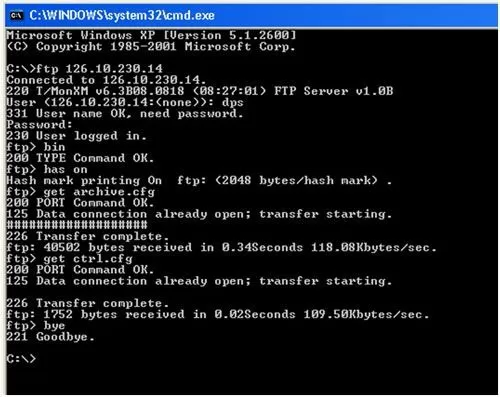 Sample DOS retrieval screen