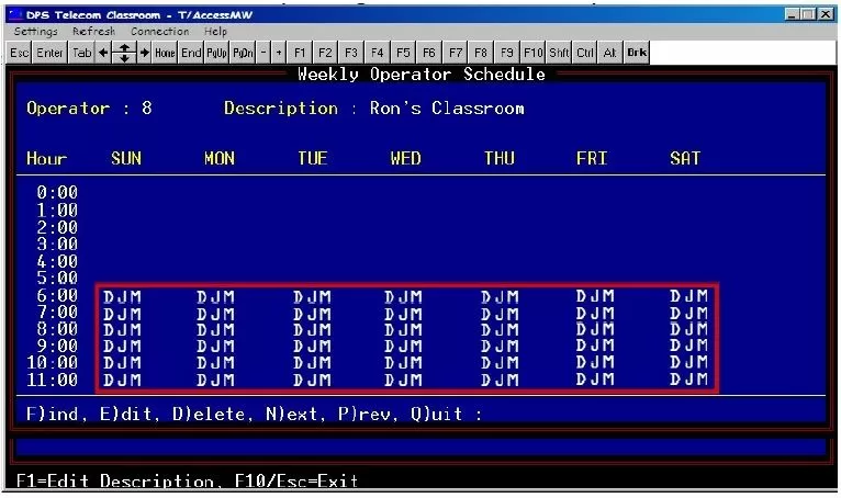 T/Mon XM Weekly Schedule