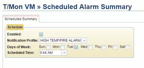 TMon Scheduled Alarm Report