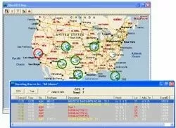 T/Mon GFX map with alarm detail window for network management