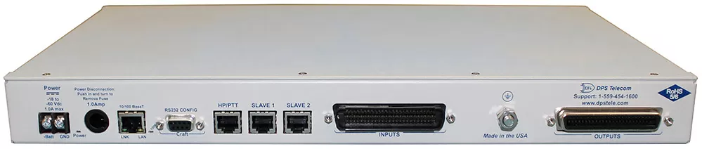 Back panel of the NetGuardian Audio Distribution Panel (ADP)