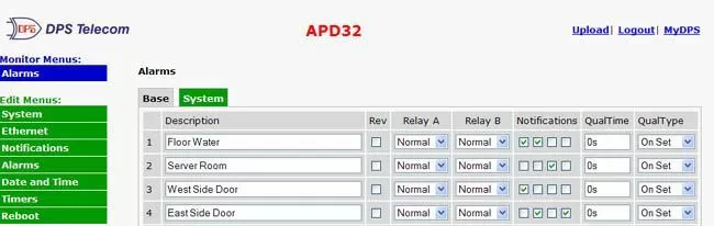 The Alarm Point Duplicator Edit Alarms Screen
