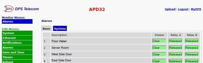 The Alarm Point Duplicator Monitor Alarms Screen