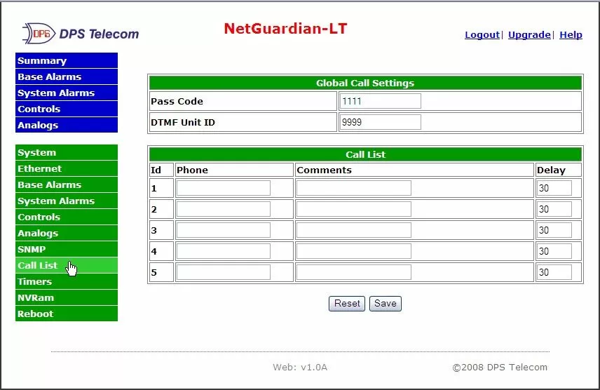 NetGuardian LT Call List