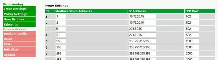 The ModbusProxy's Web Interface