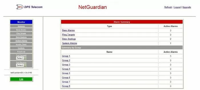 NetGuardian 240T Web Interface