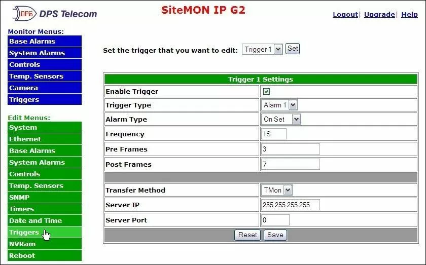 SiteMon IP Web Interface