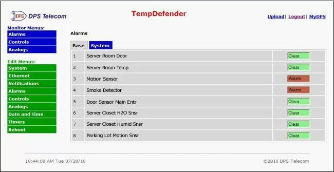 A TempDefender IT web interface screen