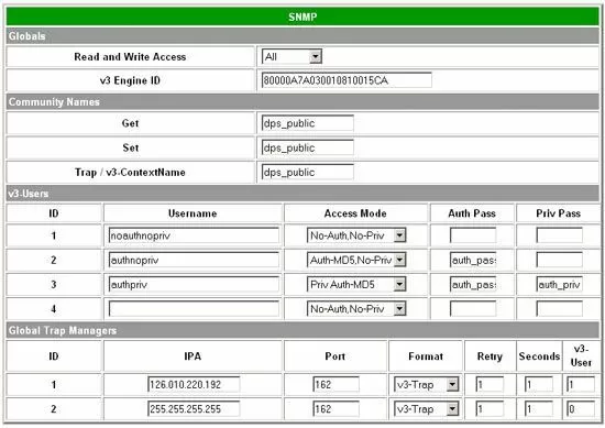 SNMPv3 Web Browser Interface
